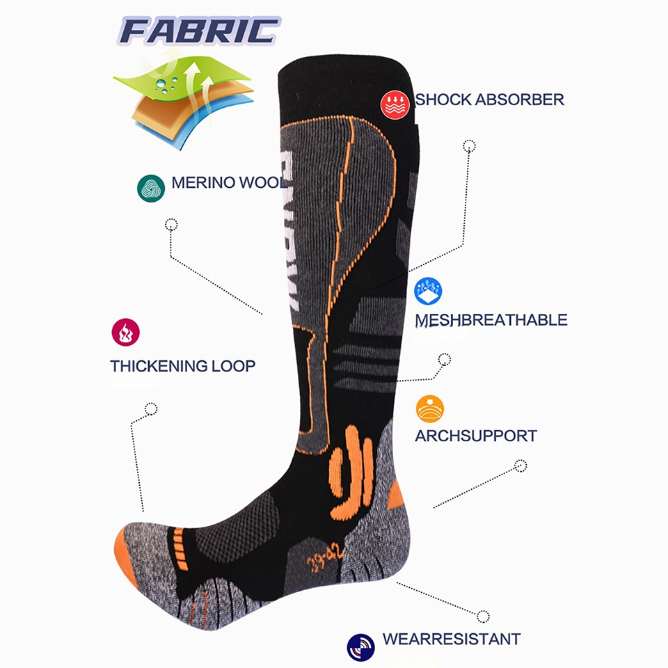 Meias de esqui longas até o jo - Thermal Sock Winter avaliação e preço
